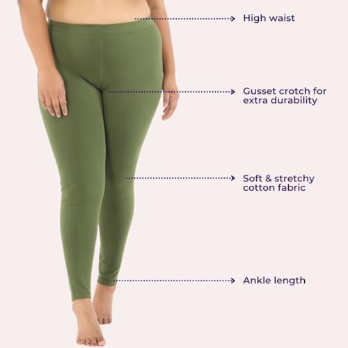 Image of Adira | Plus Size Leggings for Women | Plus Size Leggings for Women | High Waist | Ankle Length | Soft Cotton & Elastane Blend | Non-See-Through | Gusset Crotch Prevents Ripping