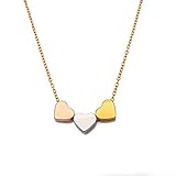 KALDEN Triple Heart Pendant Necklace for Women Metal Charms Fashion Jewelry for Women (Yellow Gold)