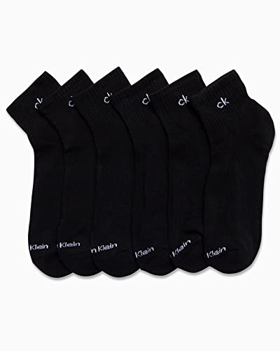 Calvin Klein Men's Socks - Athletic Cushioned Quarter Cut Ankle Socks (12 Pack), Size 7-12, All Black #TOP1