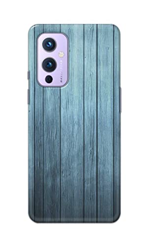 Image of Printed Hard Back Cover Case for OnePlus 9 Back Cover (Wooden Blue) -1302