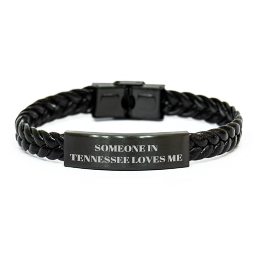 Someone in Tennessee Loves Me, Interlaced Leather Bracelet, Gifts from Men to Tennessee, Unique Father's Day Unique Gifts