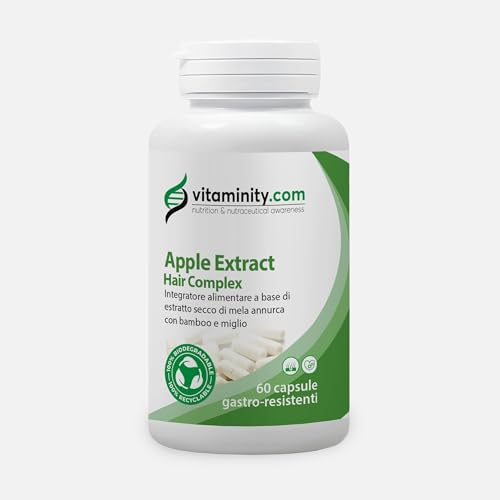 Vitaminity Apple Extract Hair Complex - Integratore Mela Annurca, Contrasta la Caduta dei Capelli e ne Stimola la Ricrescita, Mela annurca capelli, Capelli Sani e Resistenti - 60 capsule