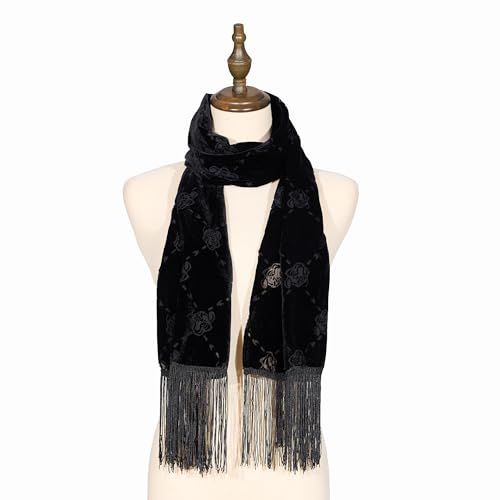 Labor Day Gift,Velvet Scarf for Women with Tassels, Mother's Day Shawl and Scarf,1 Size Fits All2