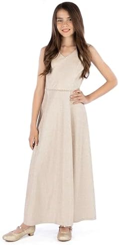 Speechless Girls' Full Length Pleaded Party Dress, Gold, 7