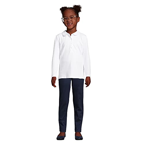Lands' End Uniform Girls Long Sleeve Plain Knit Peter Pan Polo White Kids X-Small thumb #4