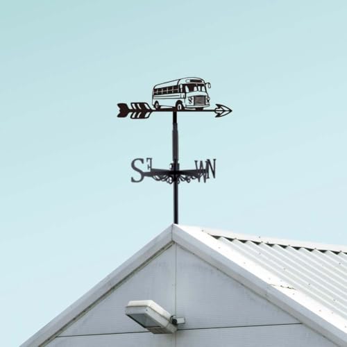 SUPERDANT Country Bus Weather Vane Bus Weathervanes Bus Wind Vanes Weather Vane for the Garden Wind Direction Indicator for Roof Yard Outdoor Farm Barn Sheds Garden Patio Decoration - Image 4