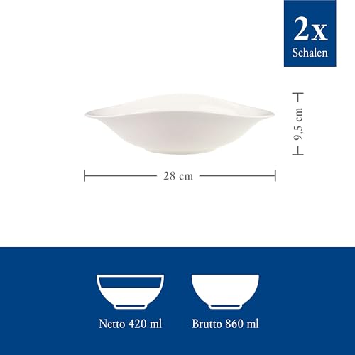Foto von Villeroy & Boch - Vapiano Pastaschalen Set 2-Teilig Weiß, Spülmaschinenfest, Mikrowellensicher, Pastateller, Pastaschüssel, Teller Tief, Für Spaghetti, Nudeln oder Salat, Premium Porzellan