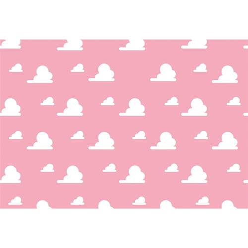 Baocicco 7x5ft Cartoon Baby Shower White Clouds Pink Backdrop Photography