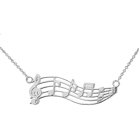 Fine Horizontal Musical Notes Necklace in Sterling Silver Cover