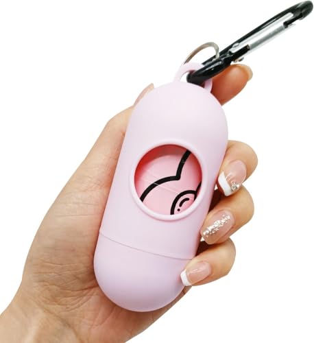 Image of YUCHIYA 2 Pack Dog Poop Bag Holder with 2 Rolls of Blue Leak-Proof Dog Waste Bags Poop Bag Dispenser with Leash Clip Key Ring (Pink, 1 Holder 135 Bags)