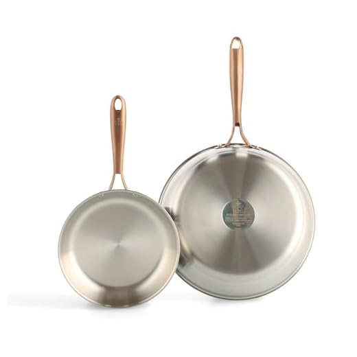 BK Rose 2-delige roestvrijstalen koekenpannenset, 24/28 cm, PFAS Vrij, Inductie, Oven,Zilver