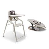 Bugaboo Giraffe High Chair Bundle – Wooden High Chair + Newborn Set + Rocker Frame – Adjustable, Ergonomic, Newborn to Toddler Seating System, FSC Certified - White