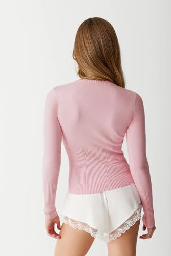 Image of BAIGRAM Women Open Front Button Cropped Cardigan Fall Lightweight Soft Knit Sweaters Long Sleeve Fitted Casual Tops