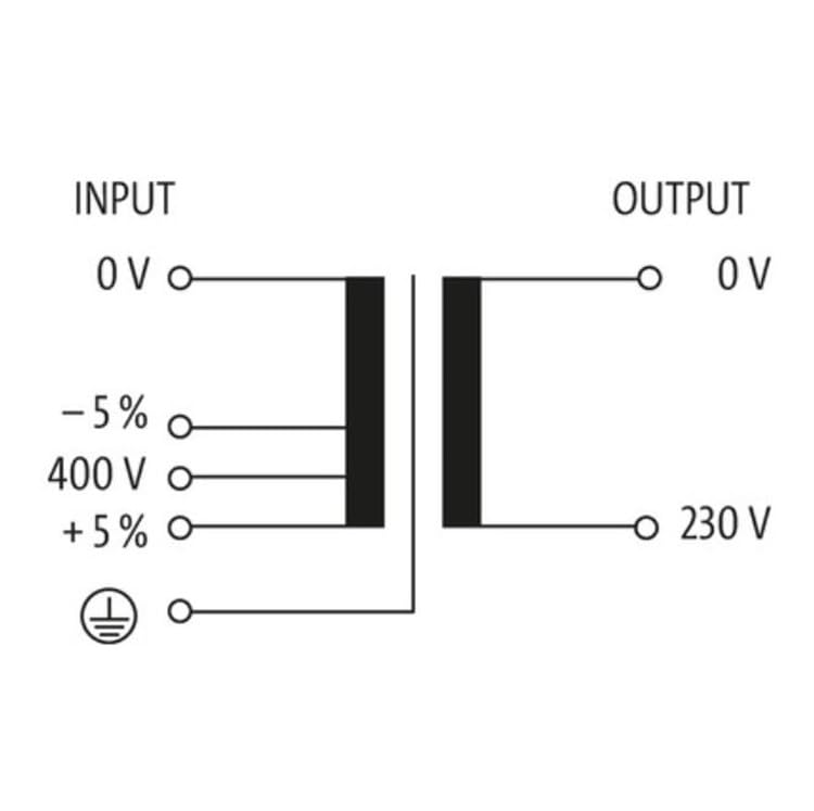 86051 P : 1000VA IN : 400VAC ±5% OUT : 230VAC Transformateur monophasé