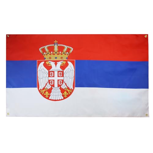 AZ FLAG Drapeau Serbie 150x90 cm avec 4 oeillets, Pavillon Serbe pour balcon ou mur