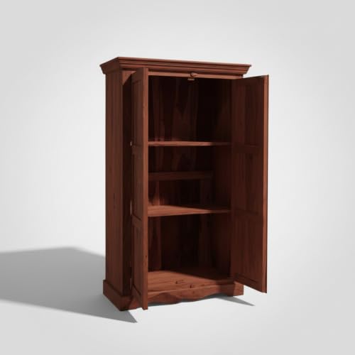 Image of APRODZ Mojo Sheesham Wood Two Door Wardrobe (Sheesham Wood - Walnut)