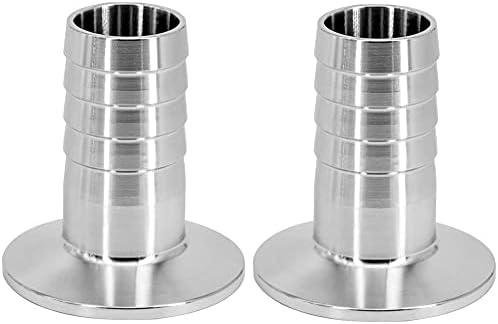 Beduan 1.5" Tri Clamp to 1" Barb Fitting Stainless Sanitary Home Brew Adapter (Ferrule OD 50.5mm, Pack of 2)