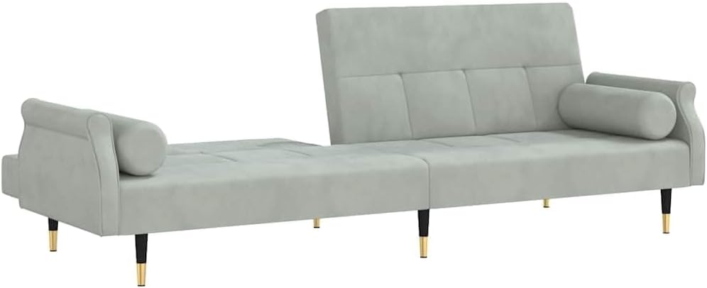 Sofa Bed Light Gray Velvet (100% Polyester) Living Room Furniture