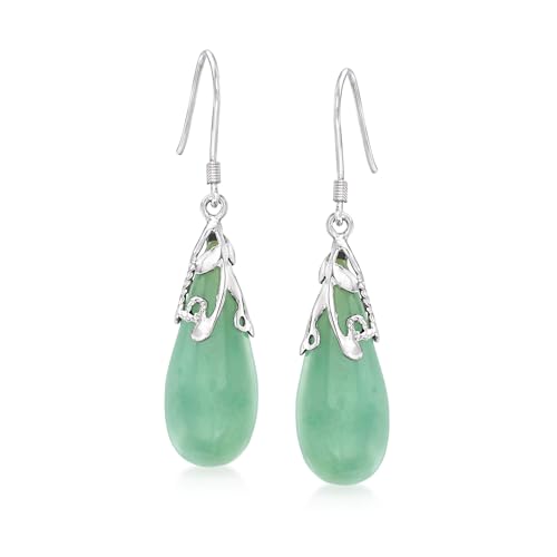 Ross-Simons Jade Teardrop Earrings in Sterling Silver
