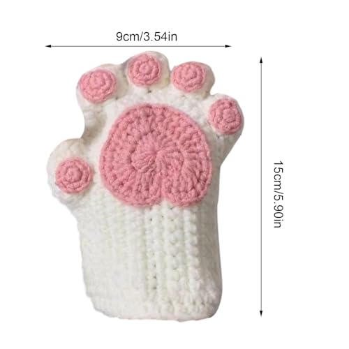 Guantes sin dedos de gato peludos con tejido térmico suave de invierno 2