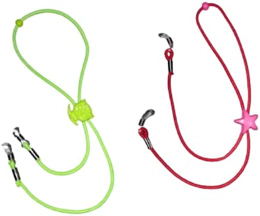 BARBUDDY Kids Glasses Strap Boys Girls Sunglasses Lanyard Eyeglasses Holder Chain Elastic Neck Strap Red And Green (Pack O...