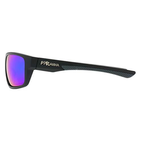 Piranha Fitz Men's Sports Sunglasses with Matte Black Frame and Blue Mirror Lens3
