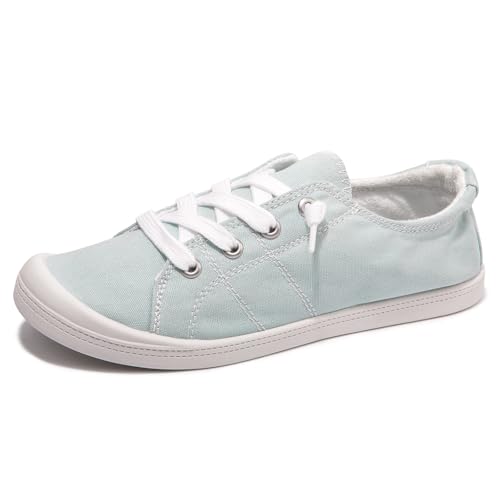Image of Womens Slip On Shoes, Canvas Low Top Sneakers, Casual Classic Flat Shoes | Comfort Fashion Sneaker with Non Slip Rubber Outsole, Lightweight Tennis Shoes for Walking, Shopping, Picnic, Travel