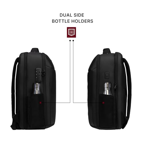 Image of F Gear Kaneki Black 30L Premium Soft Touch Laptop Backpack | Fits 17 inch Laptop | USB & Type-C Charging, Number Lock, Tablet Sleeve, Hidden Pocket & Luggage Strap | Office & Travel