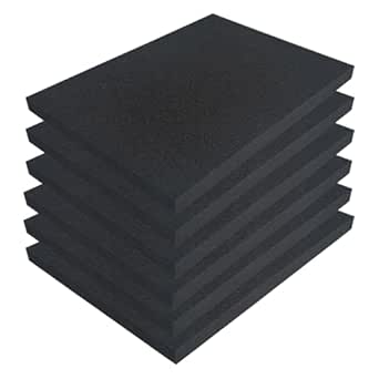 6 pcs Polyurethane Foam Sheets 16 x 12 x 1 Inch, Black, Cuttable for Packing and Crafts