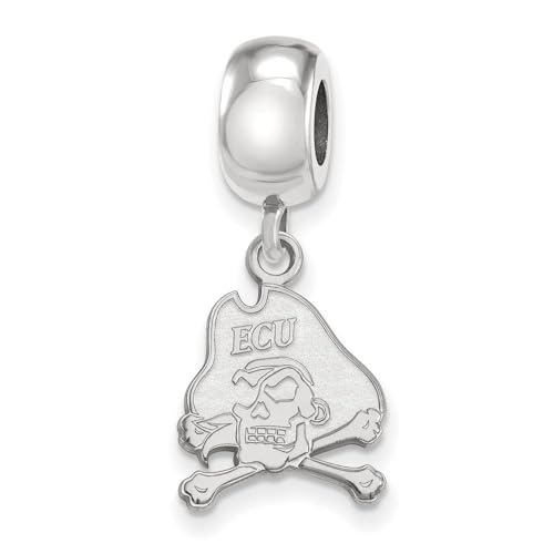 LogoArt Sterling Silver East Carolina University Pirate Dangle Bead Charm