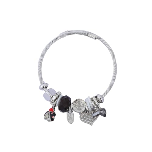 Kawaii Cartoon Bracelet for Women & Girls – Adjustable Stainless Steel Cute Charm Bracelet | Sparkling Crystal Beads, Hypoallergenic, Gift-Ready (6 Styles)