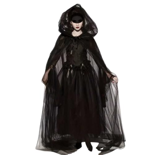 [レタヤ] コスプレ マント 黒 ハロウィン パーティ 衣装 吸血鬼 魔女 コスチューム フード付き 大人 死神（Amazon）