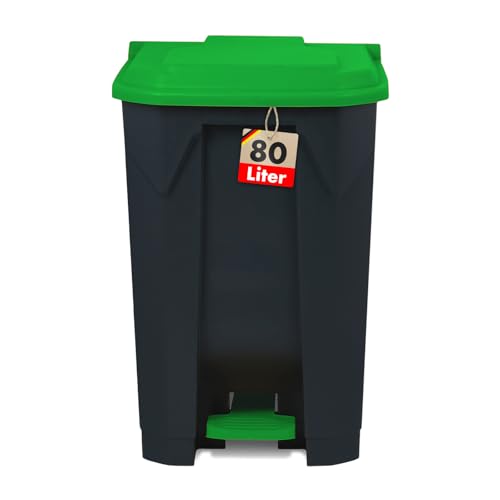KARAT Poubelle avec Couvercle hermétique et 2 Poignets de Transport en Plastique pour Usage intérieur extérieur, résistant aux intempéries, Idéal pour...