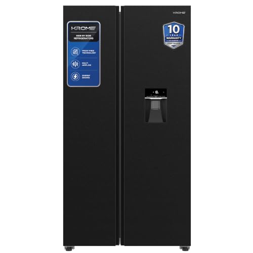 Krome 820L Gross Side-by-Side Refrigerator, 595L Net Capacity, No Frost, Inverter Compressor, Quick Cooling & Freezing, LED Touch Control, Twist Ice Maker, Dark INOX Metal Doors, KR-SBS 820WIH