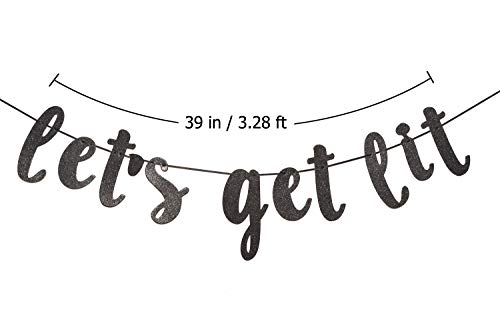 Let's Get Lit Glitter Black Banner Garland Sign, Bachelorette Party, Bridal Shower, Christmas, New Years Eve, Birthday, Wedding Decorations (Black) #TOP3