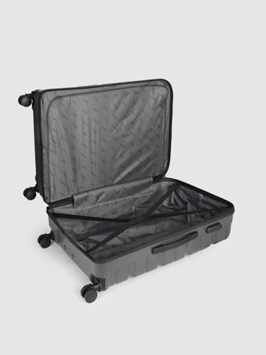 Image of Teakwood Unisex Trolley Bag for Travel, Hard Cabin Trolley Suitcase Bag, Numver Lock System 360 Degree 8 Rotating Wheels | Set of 3 (55, 65, 76 CM, Dark Grey)