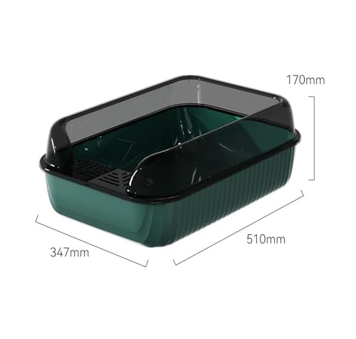 Arenero semi cerrado para gatos grande con pala y bandeja extraíble verde miniatura 2