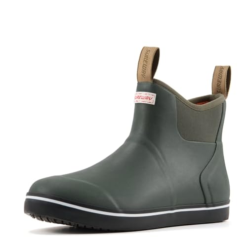 Image of SUREWAY Men's Deck Boots Professional Non-Slip Fishing & Ankle Boating Boot Waterproof Rain Boots, Lightweight Neoprene Rubber Deck Boots