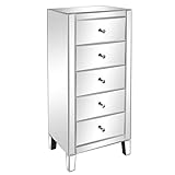 FRITHJILL 42'' Tall 5 - Drawer Mirrored Accent Chest, Silver Mirrored Dresser
