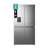 Hisense RQ758N4SWSE Frigorifero Quattro Porte Americano, Grande capacità 606 litri, Finitura Inox, Total No Frost, Classe E, Motore Inverter, Metal Cooling, Convert Zone, WiFi