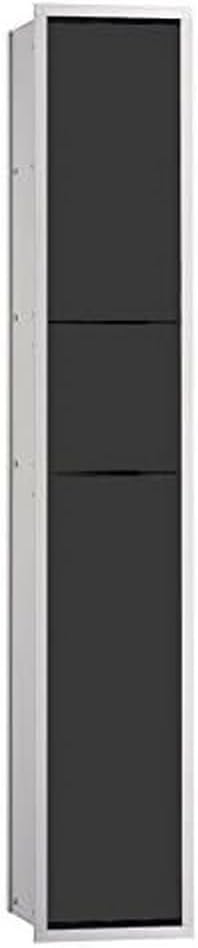 Emco ASIS 150 Flush-Mounted Module for Guest, Bathroom Roll, Waste Bin & Toilet Brush Holder, Tall Cabinet with Push to Open Function, Glass, Aluminium/Black, 964 Milimeter