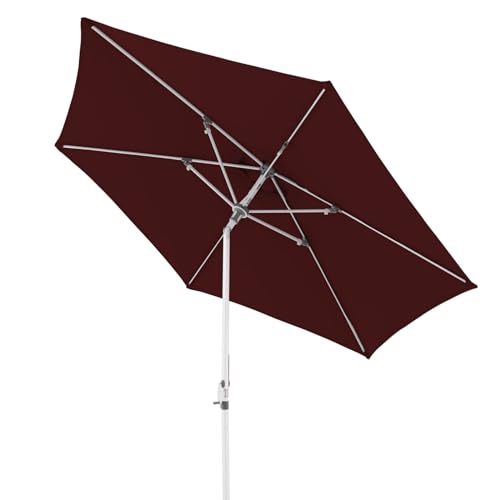 Doppler Sonnenschirm AluPro Neo Kurbel 305cm in Rot I 6-eckiger Sonnenschirm für Balkon & Terrasse I Schirm knickbar I Öffnen & Schließen durch Kurbel I Höhenverstellbar