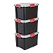 Produktbild Iris Ohyama, 3er-Set luftdichte Aufbewahrungsboxen - All-Weather AT-SD - plastik, schwarz, 3 x 20 L, L39 x B28,7 x H25,6 cm