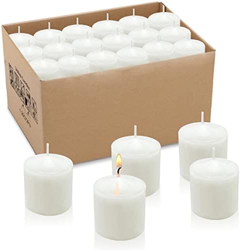 HOSVOT Votive Candles Box of 36, Unscented Votive Candles Bulk, Decorations for Weddings, Parties, Restaurants, Church, Spa (36 Pack, 1.5 Inch, White)