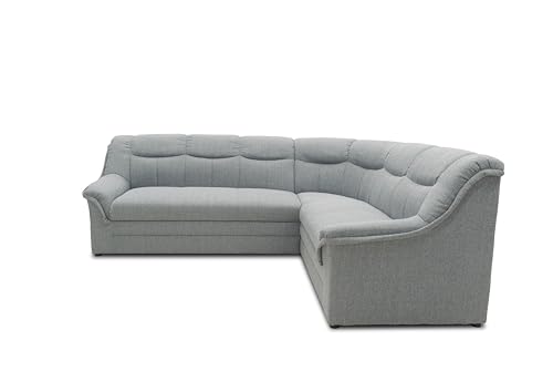 DOMO. collection Sofá esquinero Berlín, sofá esquinero Atemporal con Acolchado de muelles, sofá en Forma de L, 205 x 250 x 89 cm, Color Plateado