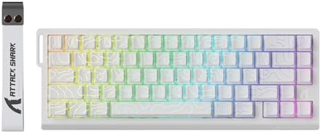 Attack Shark X68HE Rapid Trigger Gaming Keyboard RT0.01mm 8000hz RGB Wired USB Magnetic Switch 0.125ms Delay Double PBT Contour 3.0 Key Cap Dead Zone Adjustment Hot Swappable (White Contour)