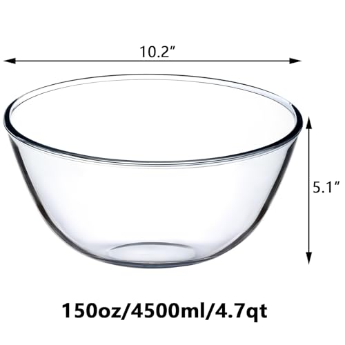 Tazón de vidrio grande de 4.7QT transparente miniatura 2