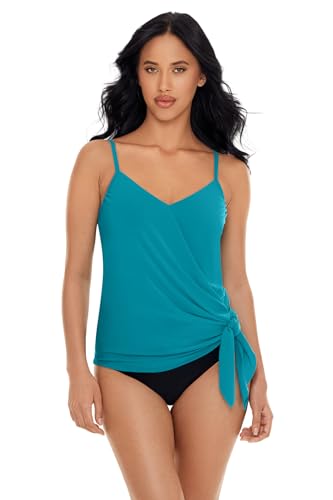 MagicSuit Women's Solid Alex V-Neck Tankini Top with Underwire Bra and Adjustable Straps