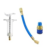 smilfuy AC Oil Dye Injector Kit, 30ml/1 Oz Hand Push Compressor Oil Injector Refrigerant Tool with Quick Coupler, Manual Air Conditioner Oil Dye Filler with 1/4' SAE Connector