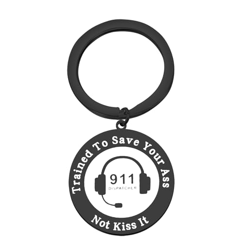 BEKECH Dispatcher Key Chain 911 Operator Gifts Emergency Trained To